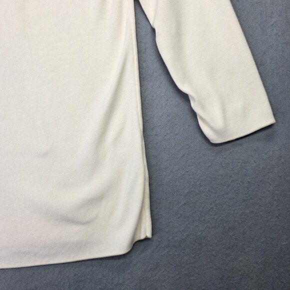 Talbots Sweater Womens M White Black Boat Neck 3/4 Sleeve Cotton Rayon Timeless - Picture 4 of 10